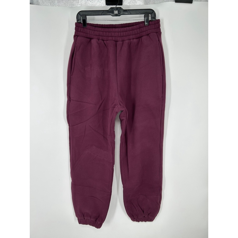Comfrt Travel Essentials Sweatpants Large Plum Purple Fleece Joggers Cuffed